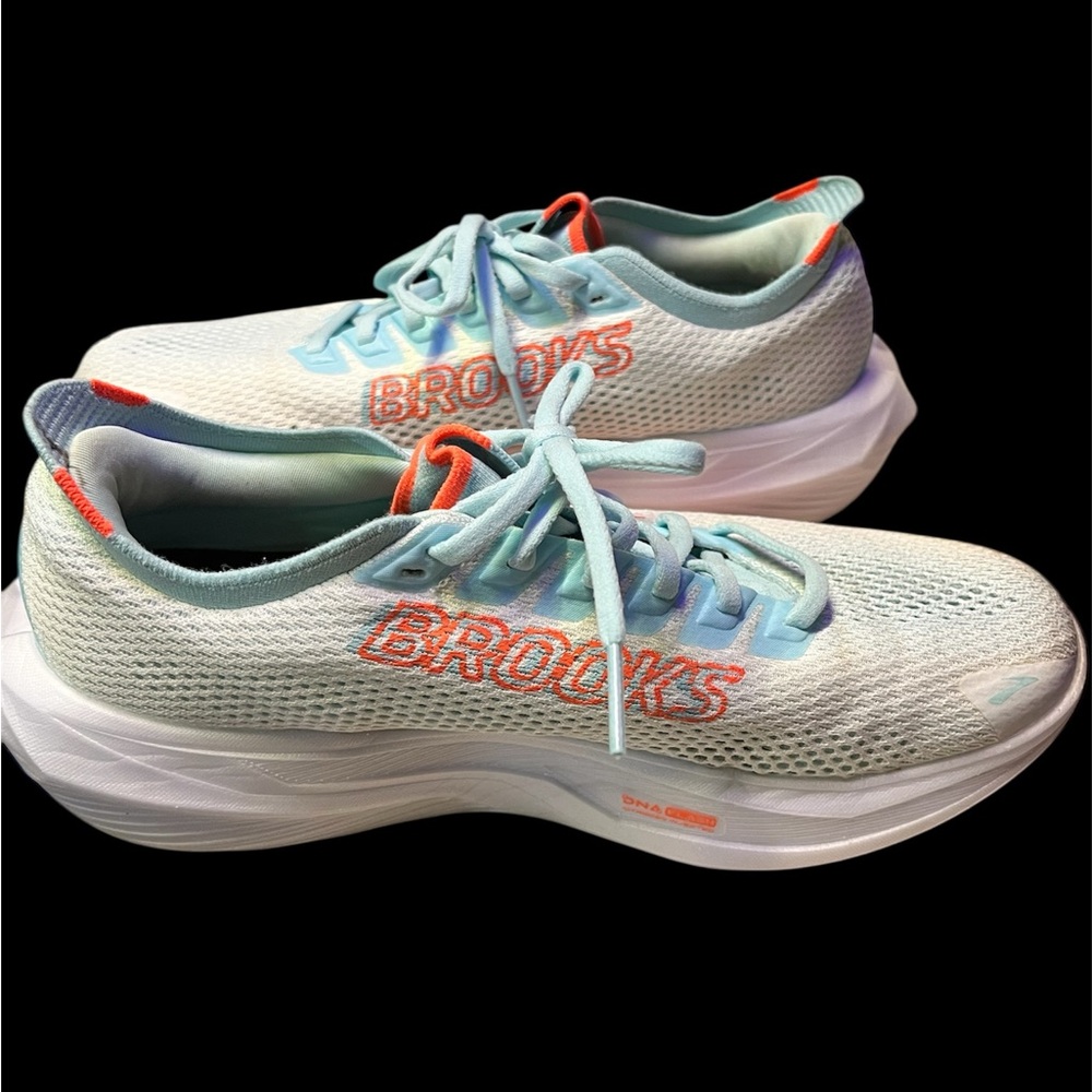 Brooks White, Orange and Light Blue Athletic Shoes - Picture 2 of 6
